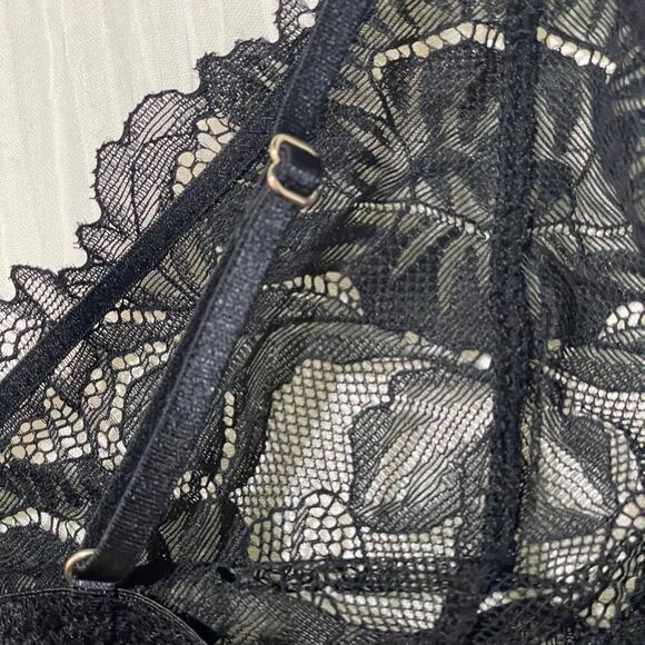 FREE PEOPLE Intimates Bralette Womens Everyday Lace Longline Black Size Small - Picture 11 of 13